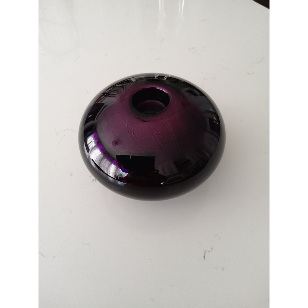Amethyst mirrored color prismatic blown glass art piece. Tealight/candle